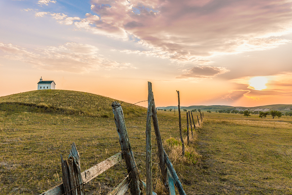 Reservation Church at Sunset by C R Fine Arts by Branded Exposure LLC